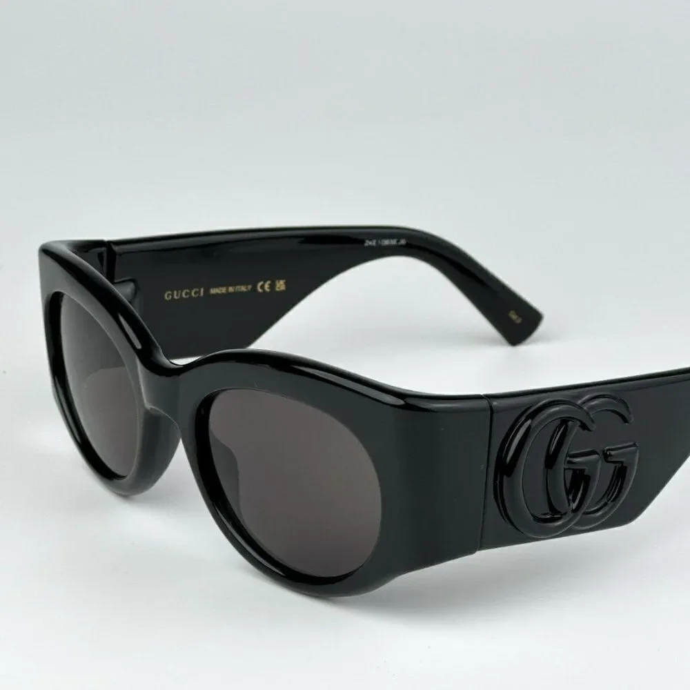 NEW Gucci GG1544S 001 Black Grey Unisex Oval Sunglasses GG 1544S
